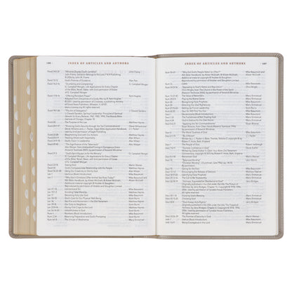 Embroidered Taupe Faux Leather Spiritual Growth Bible - The Christian Gift Company