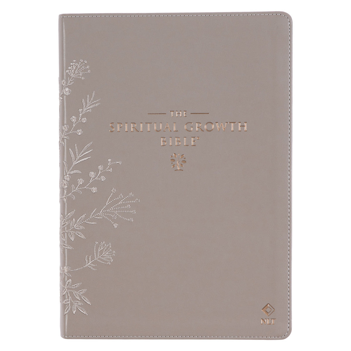 Embroidered Taupe Faux Leather Spiritual Growth Bible - The Christian Gift Company