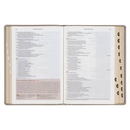 Embroidered Taupe Faux Leather Spiritual Growth Bible - The Christian Gift Company