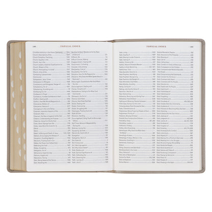 Embroidered Taupe Faux Leather Spiritual Growth Bible - The Christian Gift Company