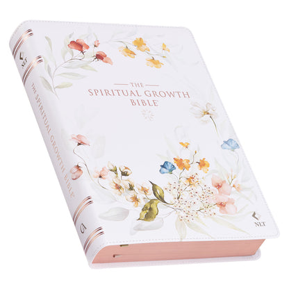 Cream-coloured Floral Faux Leather Spiritual Growth Bible - The Christian Gift Company