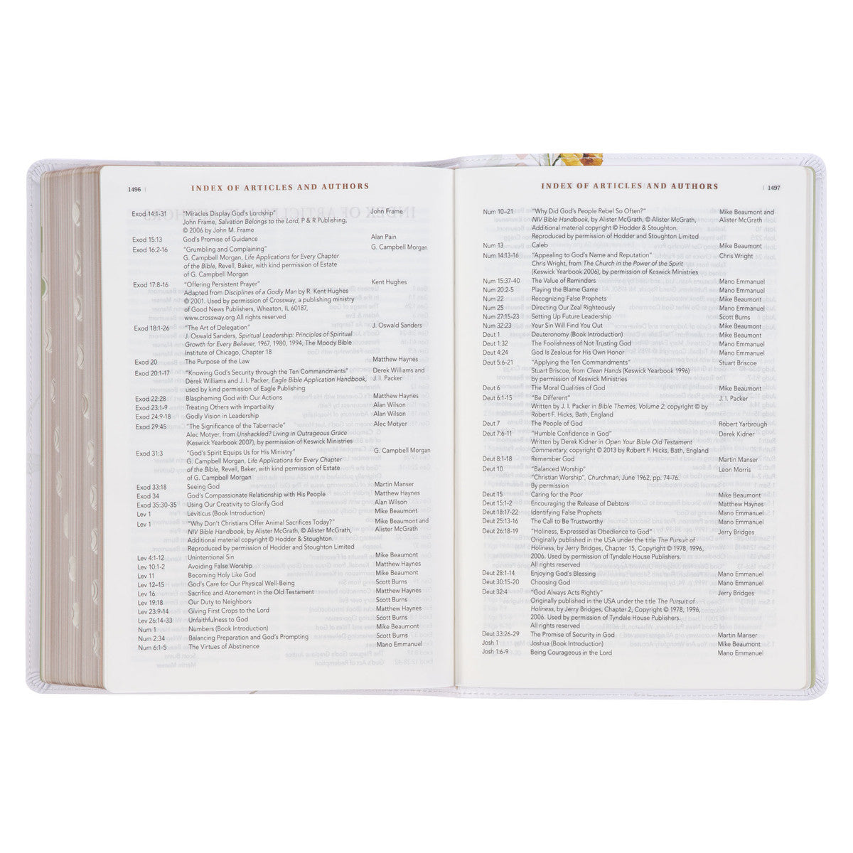 Cream-coloured Floral Faux Leather Spiritual Growth Bible - The Christian Gift Company