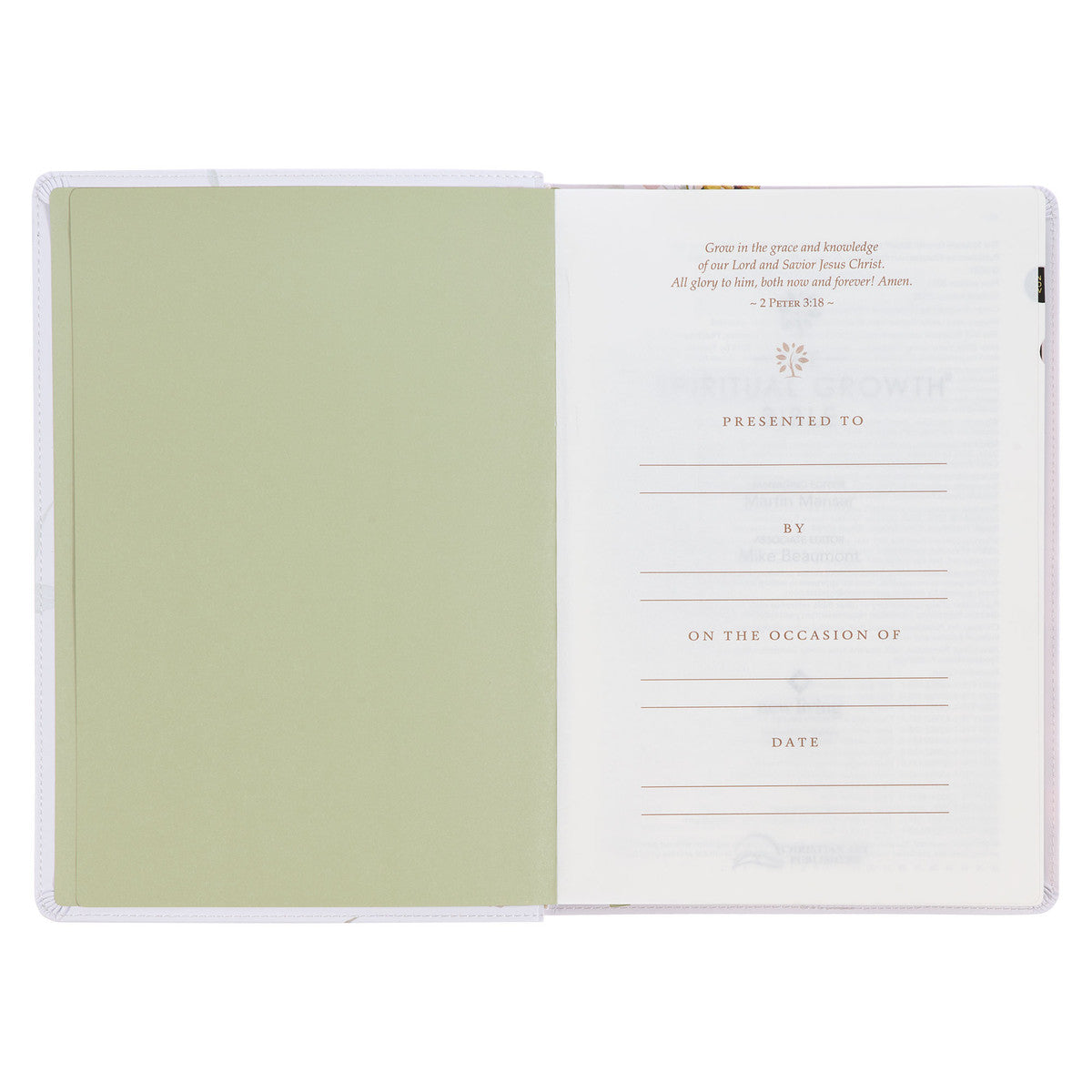 Cream-coloured Floral Faux Leather Spiritual Growth Bible - The Christian Gift Company