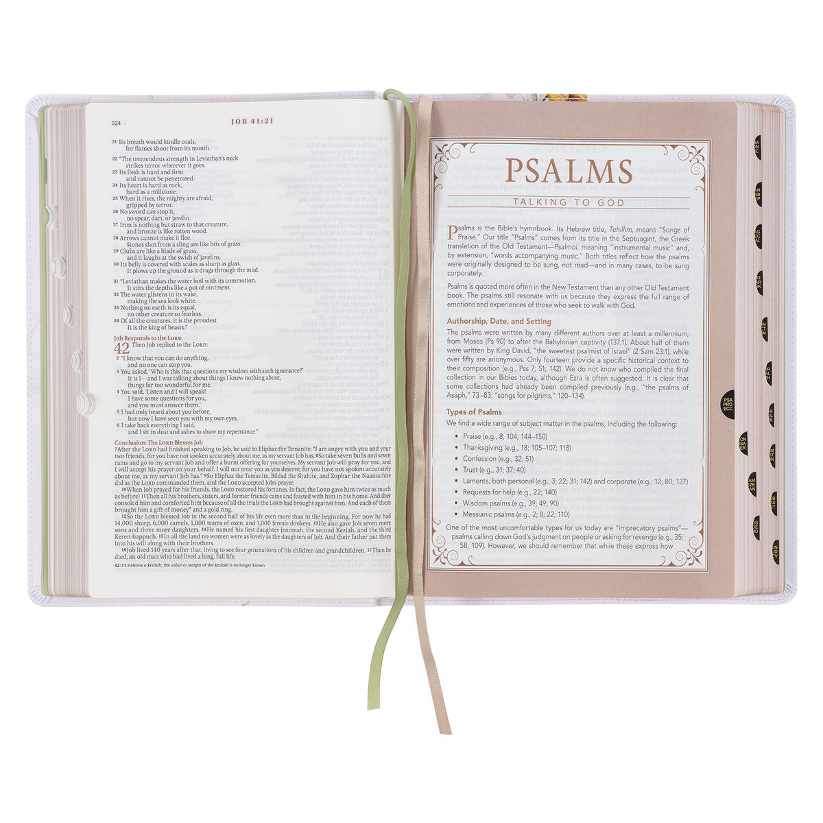 Cream-coloured Floral Faux Leather Spiritual Growth Bible - The Christian Gift Company