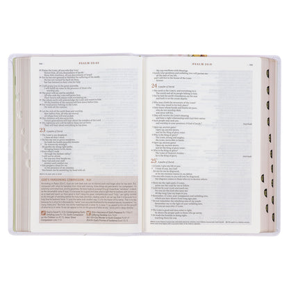 Cream-coloured Floral Faux Leather Spiritual Growth Bible - The Christian Gift Company