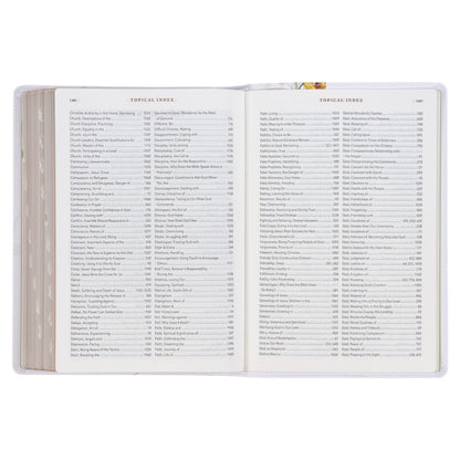 Cream-coloured Floral Faux Leather Spiritual Growth Bible - The Christian Gift Company