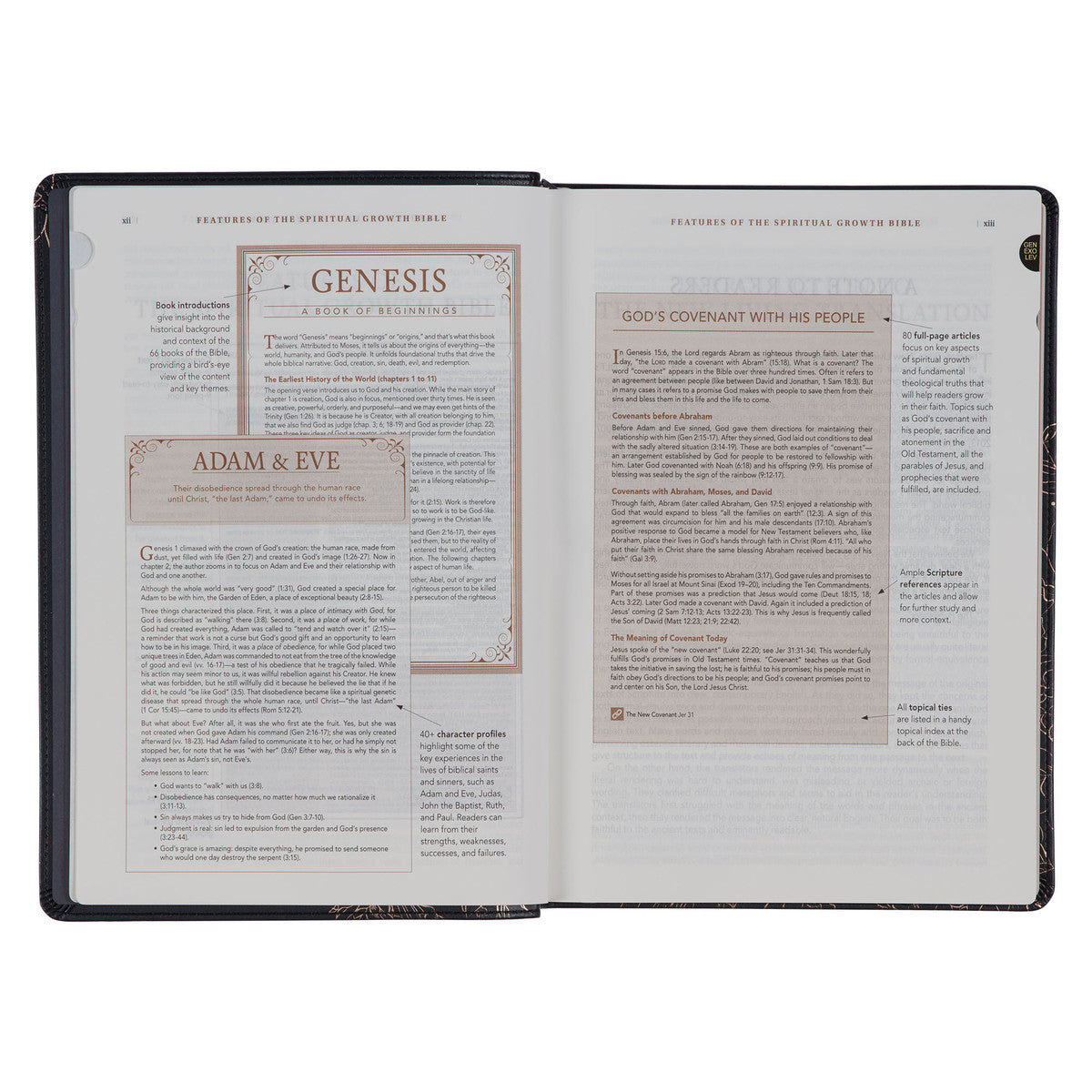 Midnight Blue Faux Leather Spiritual Growth Bible - The Christian Gift Company