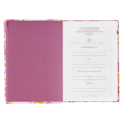 Pink Floral Faux Leather Spiritual Growth Bible - The Christian Gift Company