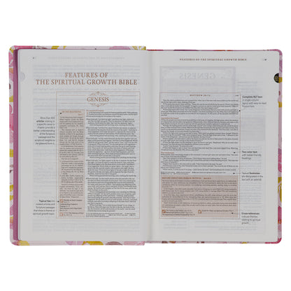 Pink Floral Faux Leather Spiritual Growth Bible - The Christian Gift Company