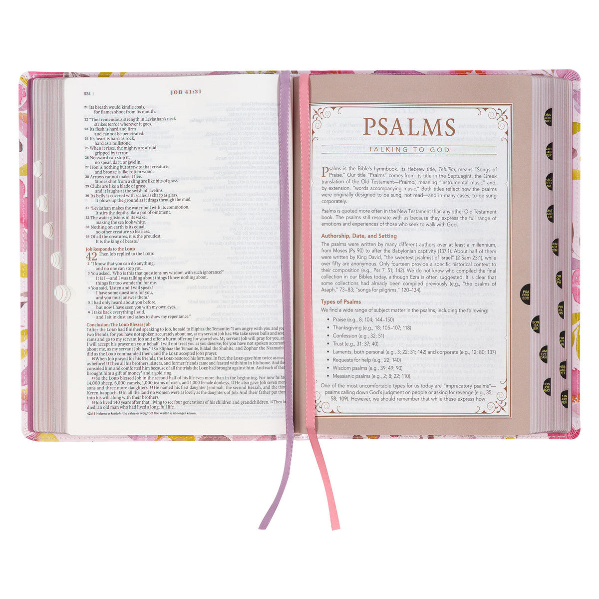 Pink Floral Faux Leather Spiritual Growth Bible - The Christian Gift Company