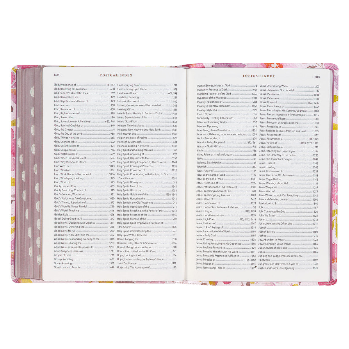 Pink Floral Faux Leather Spiritual Growth Bible - The Christian Gift Company