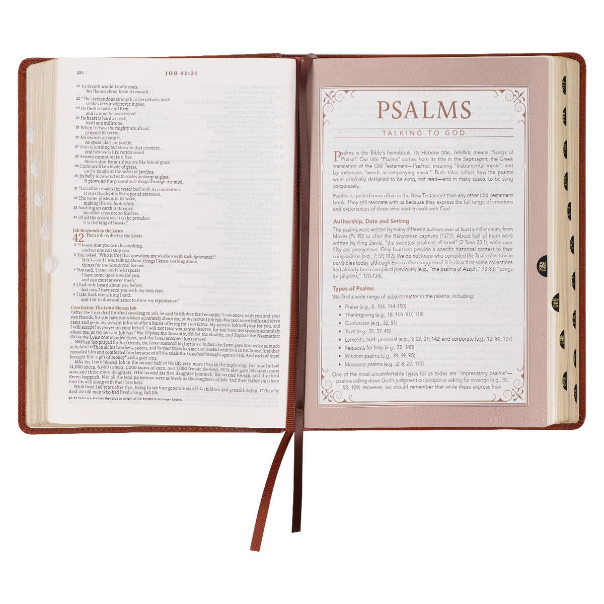 Saddle Tan Faux Leather Spiritual Growth Bible - The Christian Gift Company