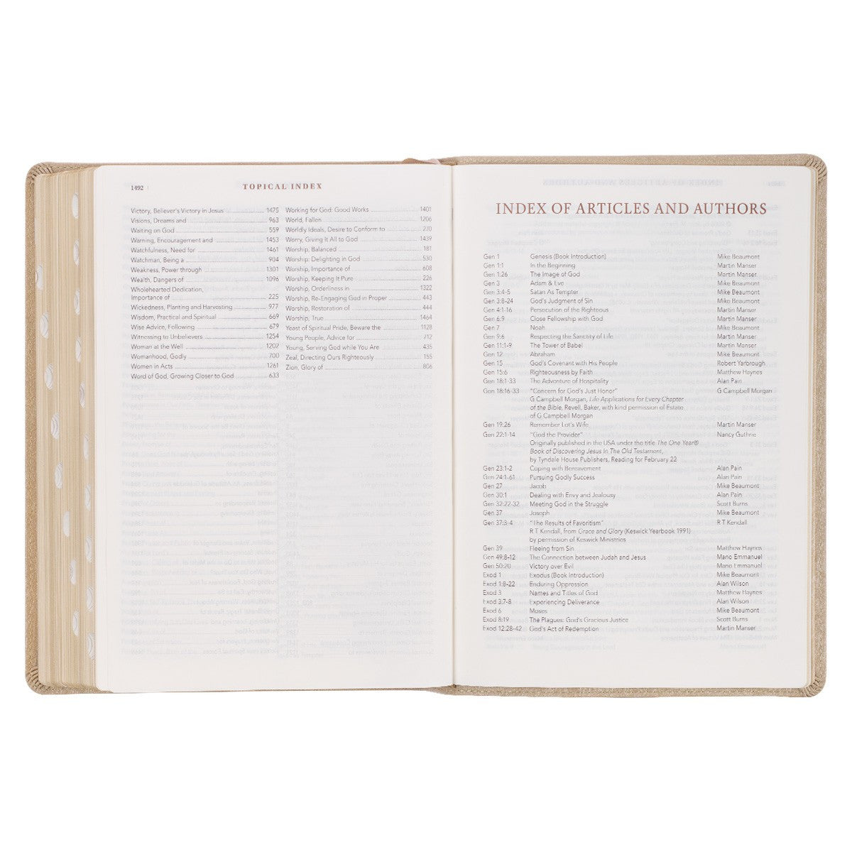 Pearlescent Taupe Faux Leather Spiritual Growth Bible - The Christian Gift Company