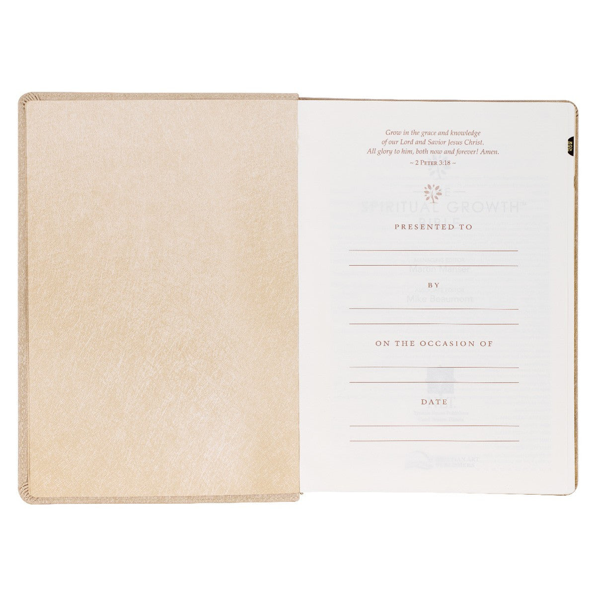 Pearlescent Taupe Faux Leather Spiritual Growth Bible - The Christian Gift Company