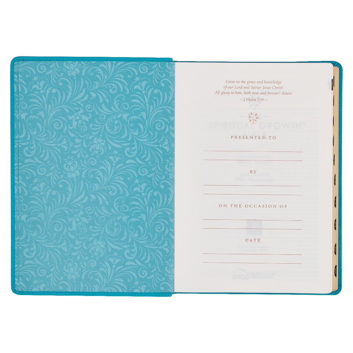 Teal Faux Leather Spiritual Growth Bible - The Christian Gift Company