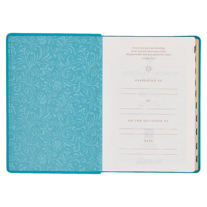 Teal Faux Leather Spiritual Growth Bible - The Christian Gift Company