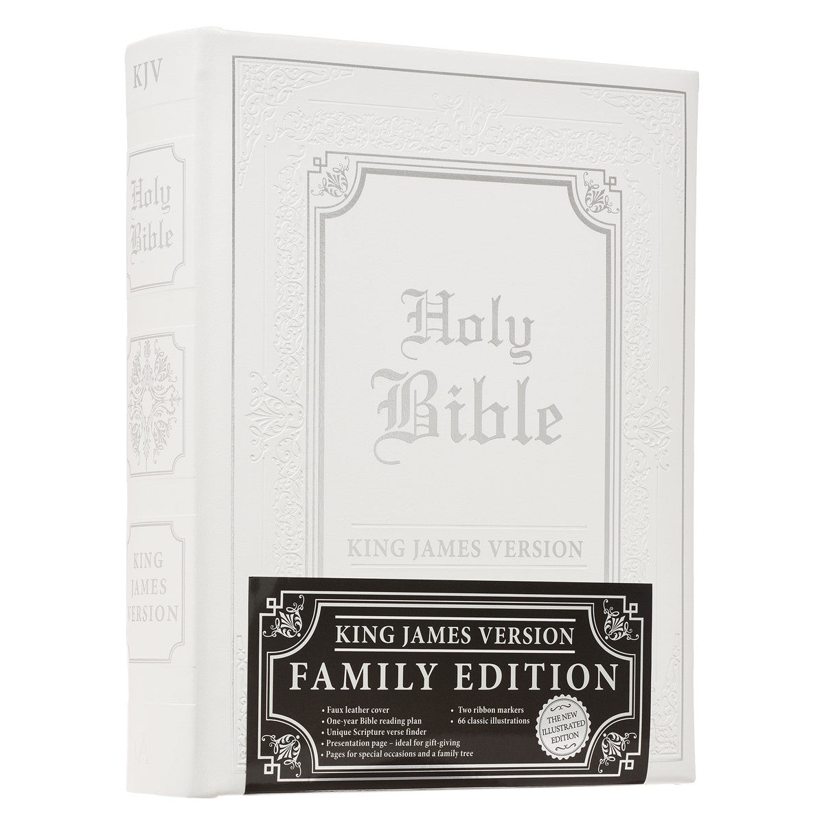 White Faux Leather King James Version Family Bible - The Christian Gift Company