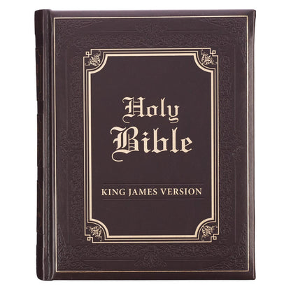 Dark Brown Faux Leather Hardcover King James Version Family Bible - The Christian Gift Company