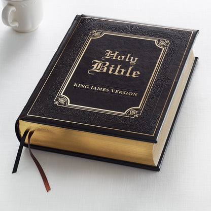 Dark Brown Faux Leather Hardcover King James Version Family Bible - The Christian Gift Company