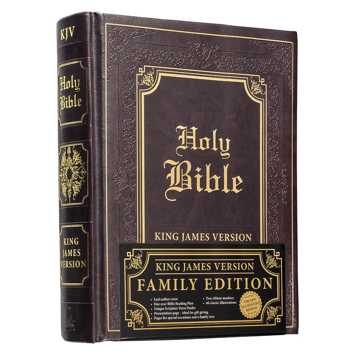 Dark Brown Faux Leather Hardcover King James Version Family Bible - The Christian Gift Company