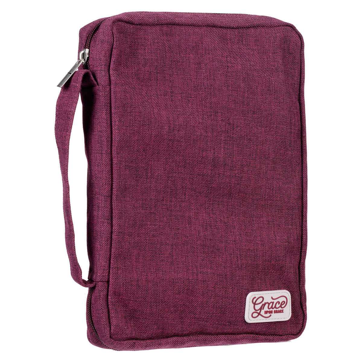 Plum Poly-Canvas Value Bible Cover with Grace Badge - John 1:16 - The Christian Gift Company