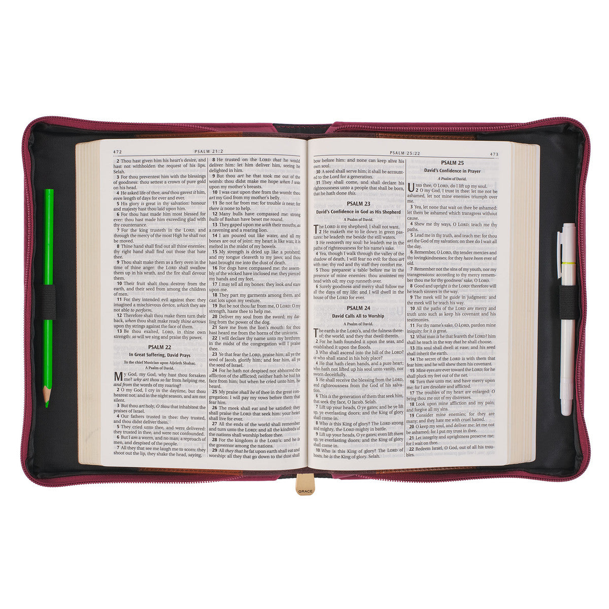 Trust in the LORD Floral Pomegranate Red Faux Leather Fashion Bible Cover - Proverbs 3:5 - The Christian Gift Company