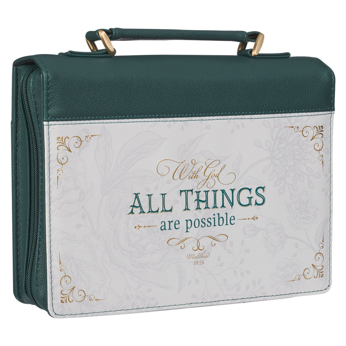 All Things are Possible Teal Tourmaline Faux Leather Fashion Bible Cover - Matthew 6:19 - The Christian Gift Company