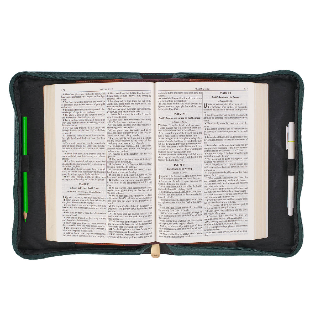 All Things are Possible Teal Tourmaline Faux Leather Fashion Bible Cover - Matthew 6:19 - The Christian Gift Company