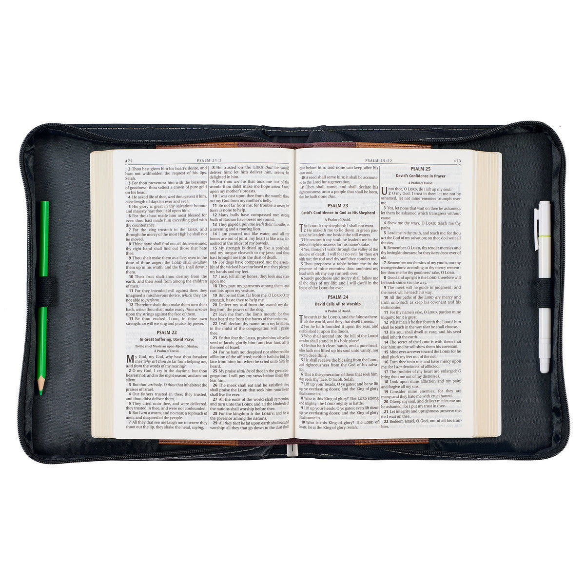 Walk by Faith Black and Grey Faux Leather Classic Bible Cover - 2 Corinthians 5:7 - The Christian Gift Company