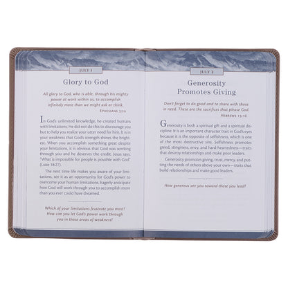 Standing Firm Tan Faux Leather Daily Devotional - The Christian Gift Company