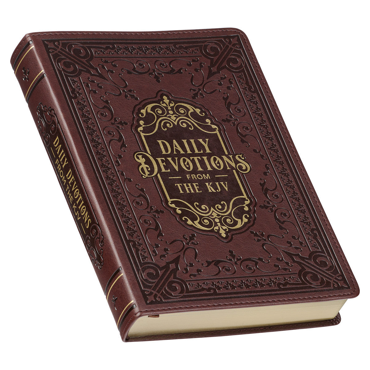 Large Print Edition Daily Devotions from the KJV Brown Faux Leather Devotional - The Christian Gift Company