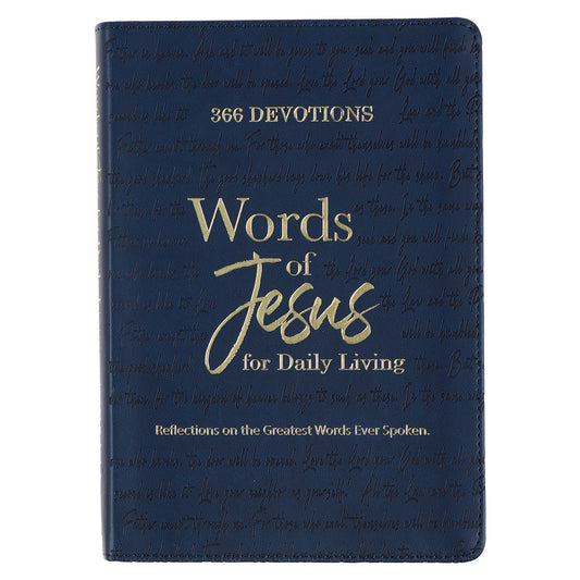 Words of Jesus for Daily Living Blue Faux Leather Devotional - The Christian Gift Company