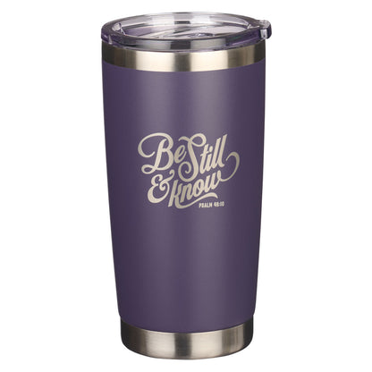 Be Still Purple Stainless Steel Mug - Psalm 46:10 - The Christian Gift Company