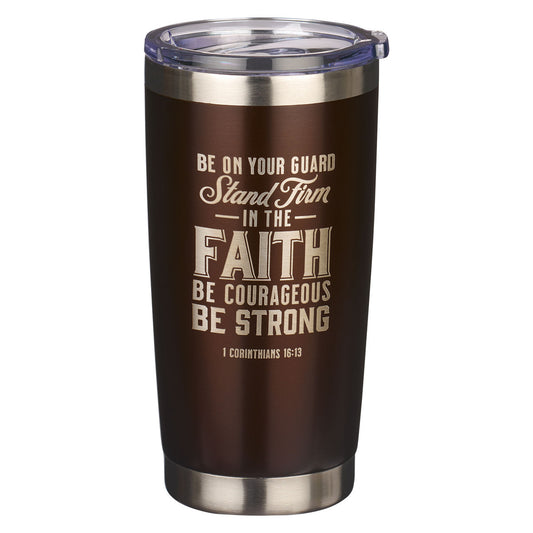 Stand Firm Brown Stainless Steel Mug - 1 Corinthians 16:13 - The Christian Gift Company