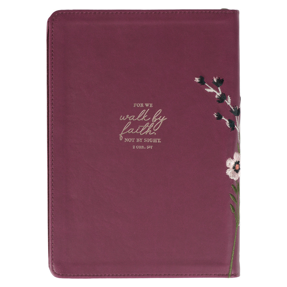 Walk By Faith Beet Red Faux Leather Classic Journal with Zippered Closure - 2 Corinthians 5:7 - The Christian Gift Company