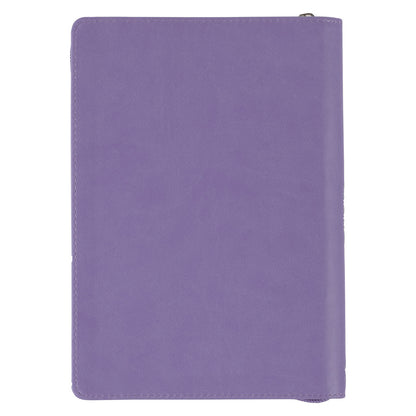 Be Still Purple Pasture Faux Leather Journal with Zippered Closure - Psalm 46:10 - The Christian Gift Company