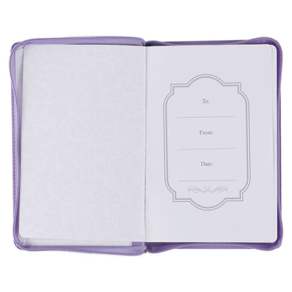 Be Still Purple Pasture Faux Leather Journal with Zippered Closure - Psalm 46:10 - The Christian Gift Company