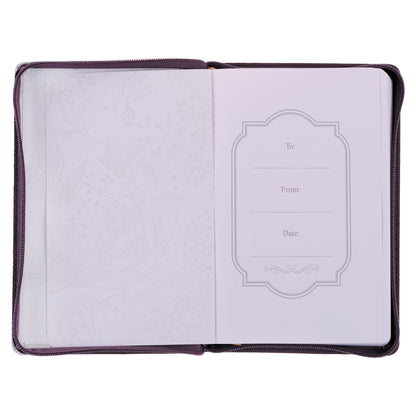 His Mercies are New Amethyst Purple Faux Leather Journal with Zipper Closure - Lamentations 3:22-23 - The Christian Gift Company