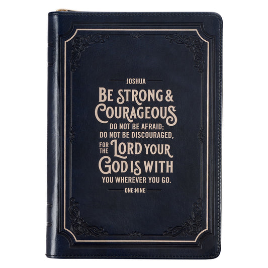 Be Strong and Courageous Midnight Blue Classic Journal with Zippered Closure - Joshua 1:9 - The Christian Gift Company