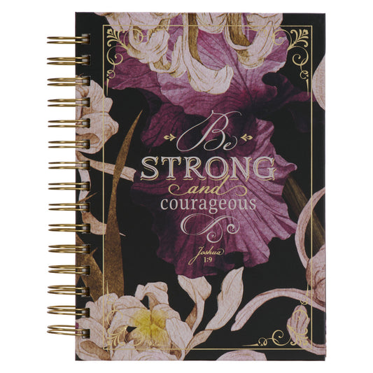 Strong and Courageous Topaz Pink Wirebound Journal - Joshua 1:9 - The Christian Gift Company