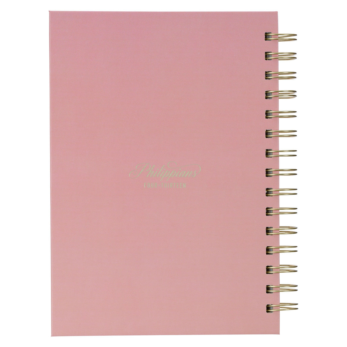 Through Christ Fluted Iris Pink and Brown Large Wirebound Journal - Philippians 4:13 - The Christian Gift Company