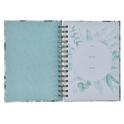 Be Still and Know Teal Floral Wirebound Journal - Psalm 46:10 - The Christian Gift Company