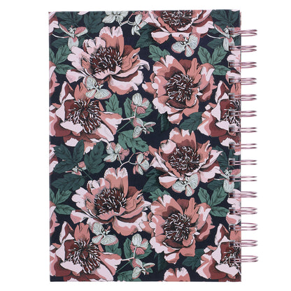 Walk By Faith Pink Floral Large Wirebound Journal - 2 Corinthians 5:7 - The Christian Gift Company