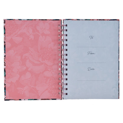Walk By Faith Pink Floral Large Wirebound Journal - 2 Corinthians 5:7 - The Christian Gift Company