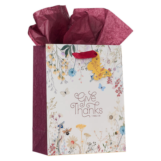 Give Thanks in Everything Medium Gift Bag - 1 Thessalonians 5:18 - The Christian Gift Company