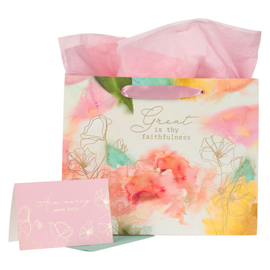 Pastel Meadow Large Landscape Gift Bag with Card - The Christian Gift Company