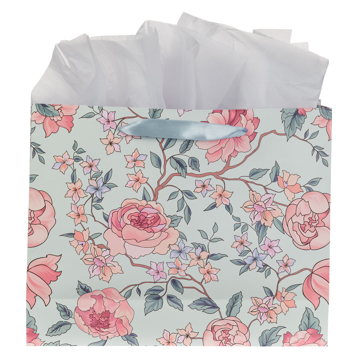 More Precious Than Rubies Pink Floral Large Landscape Bag with Card - Proverbs 5:13 - The Christian Gift Company