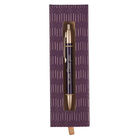 The LORD Bless You Geometric Purple Classic Gift Pen - The Christian Gift Company