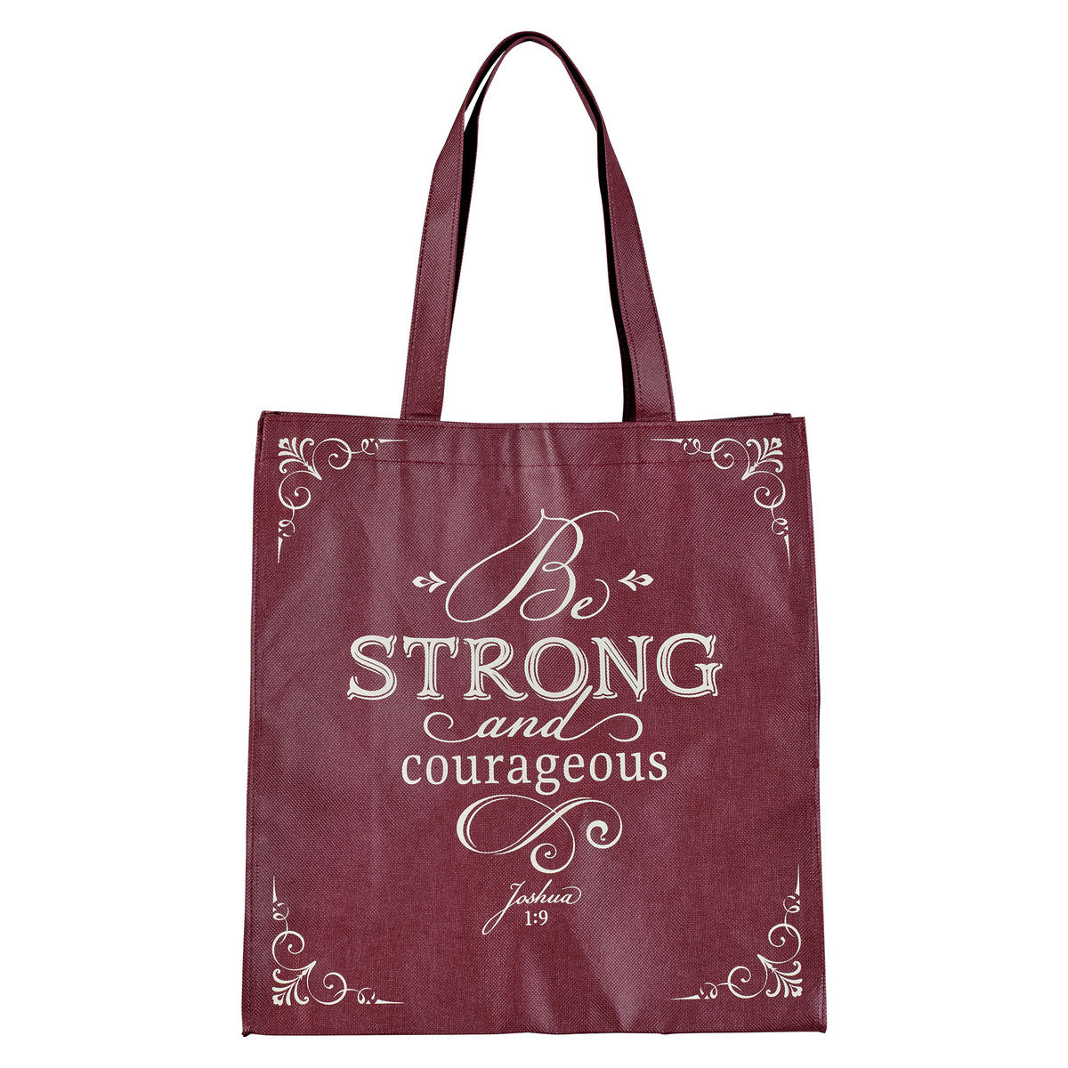 Strong and Courageous Topaz Pink Shopping Tote Bag - Joshua 1:9 - The Christian Gift Company