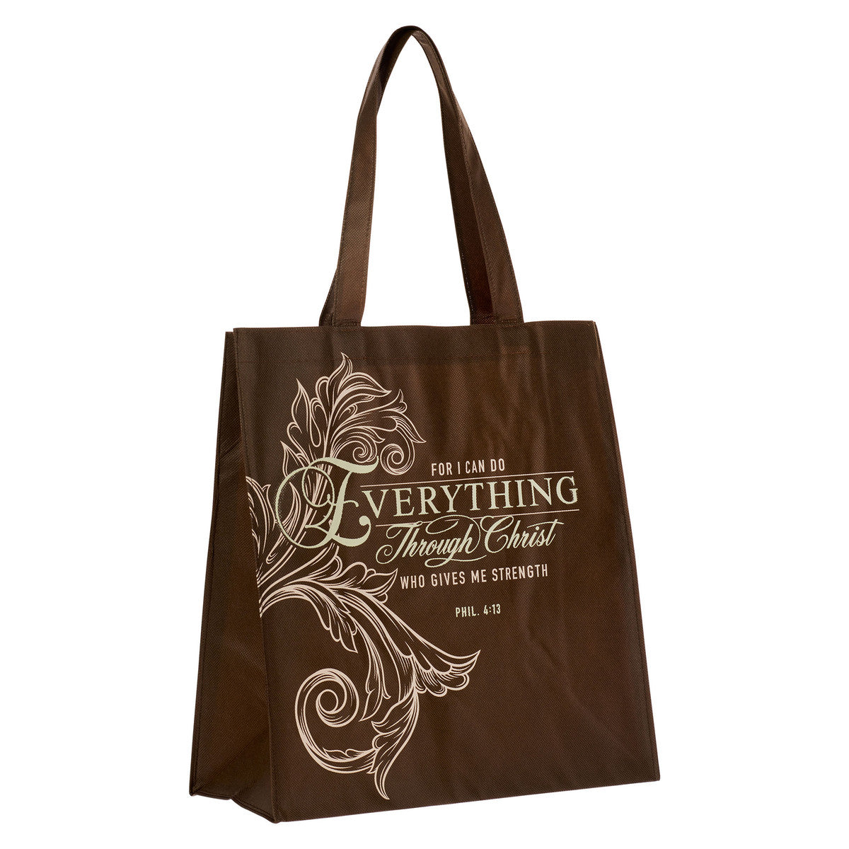 Everything Through Christ Fluted Iris Shopping Tote Bag - Philippians 4:13 - The Christian Gift Company